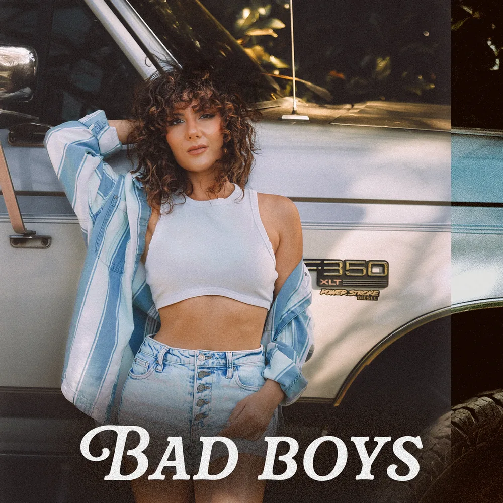 Bad Boys single cover: Dani Rose leaning against a white Ford pickup